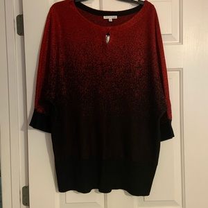 Shimmery red and black top